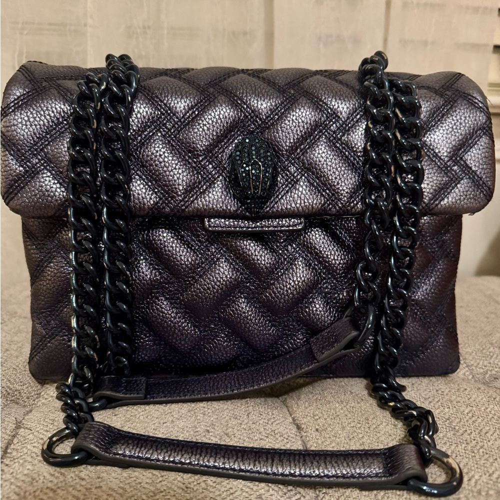 Kurt Geiger Metallic Black Quilted Shoulder Bag